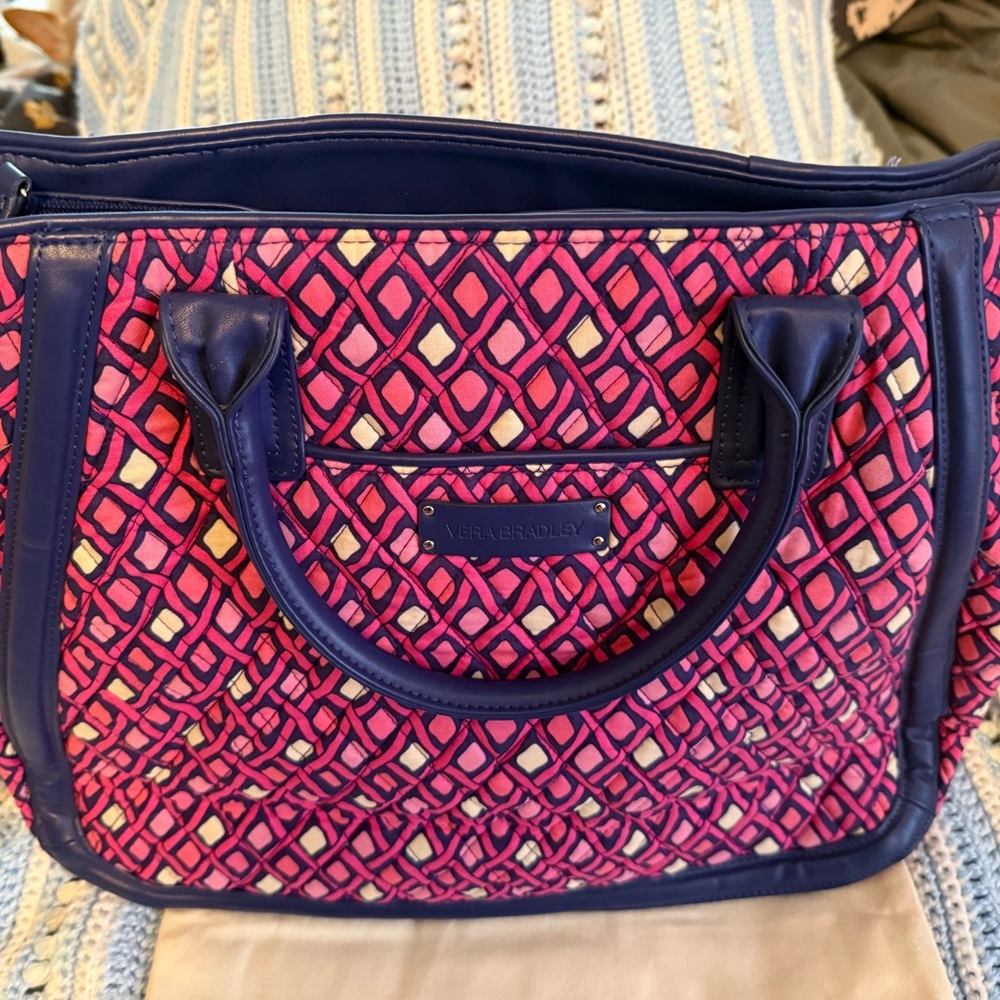 Vera Bradley Pink and Blue Geometric Tote Bag
